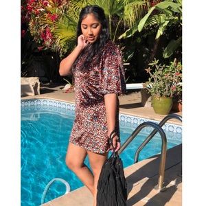 ZARA VELVET FLORAL MINI DRESS